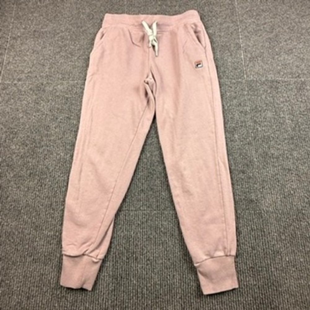Fila Womens Joggers Dusty Rose Pink Fleece Sweatpants Drawstring Size Medium